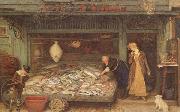 Frederick Walker,ARA,RWS A Fishmonger's shop (mk46) oil painting